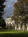 View of the Cathedral from the Cathedral Close showing the butresses.