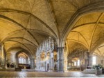 Beyond the altar in Winchester Cathedral is the oldest part.  There are several chapels and burial caskets.