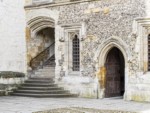 From a quadrangle looking to the stairway to the refectory.