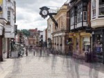 A multiple exposure image of the busy High Street.